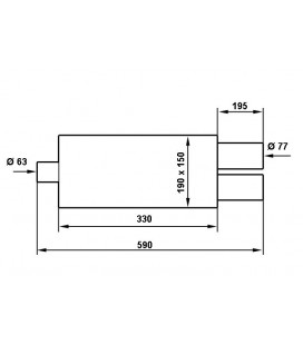 Rear Muffler TurboWorks 2x76mm inlet 63,5mm