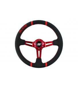 Steering wheel SLIDE 350mm offset:80mm Leather Red