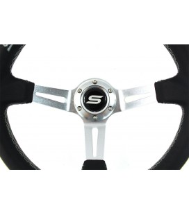 Steering wheel SLIDE 350mm offset:80mm Leather Silver