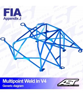 Roll Cage AUDI Coupe (B2) 2-doors Coupe FWD MULTIPOINT WELD IN V4