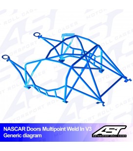 Roll Cage BMW (E46) 3-Series 3-doors Compact RWD MULTIPOINT WELD IN V3 NASCAR-door