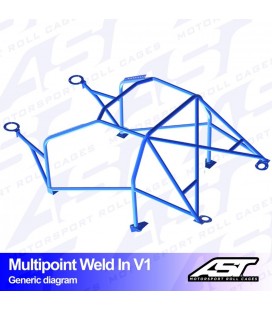 Roll Cage FORD Focus (Mk2) 3-doors Hatchback FWD MULTIPOINT WELD IN V1