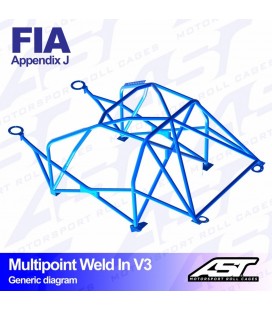 Roll Cage OPEL Calibra 3-doors Coupe 4X4 MULTIPOINT WELD IN V3