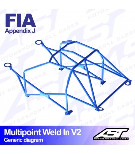 Roll Cage PEUGEOT 106 (Phase 1/2) 3-doors Hatchback MULTIPOINT WELD IN V2