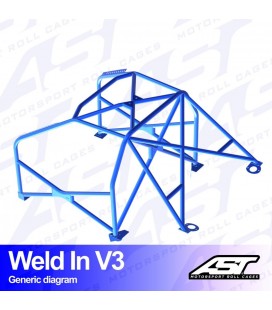 Roll Cage Renault Megane (Phase 2) 3-doors Hatchback WELD IN V3