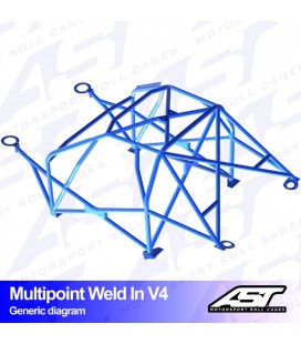 Roll Cage RENAULT R19 (Phase 1/2) 4-doors Sedan MULTIPOINT WELD IN V4