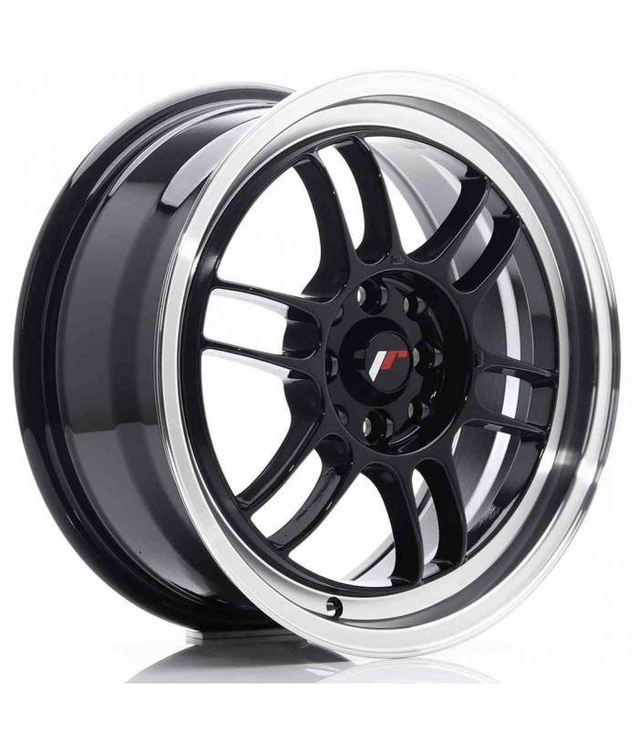 JR Wheels JR7 16x7 ET38 4x100/114 Gloss Black w/Machined Lip