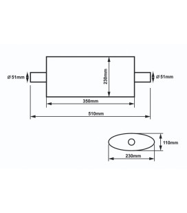 Center Muffler 51mm SLIDE 304SS 350mm