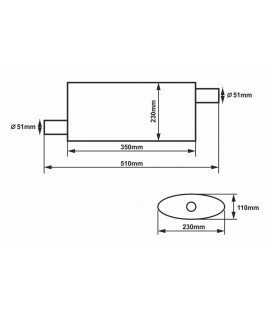 Center Muffler 51mm SLIDE 304SS 350mm