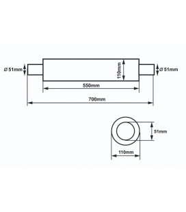 Center Muffler 51mm SLIDE RS 304SS 550mm