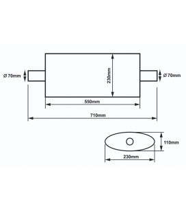 Center Muffler 70mm SLIDE 304SS 550mm