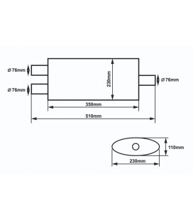 Center Muffler 76mm SLIDE 304SS 350mm