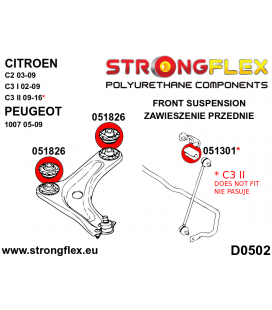 056001A: Front suspension bush kit SPORT