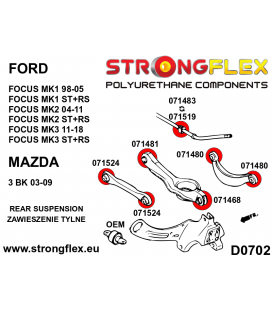 076154B: Rear suspension bush kit