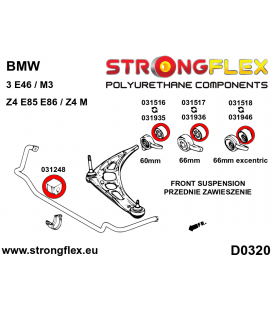 031936A: Front lower arm bush 66mm excentric - custom wishbone SPORT