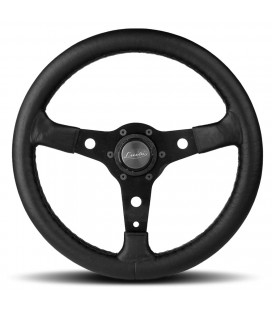 Luisi Versilia Steering Wheel - Black Polyurethane Black Spokes 350mm (Made in Italy)