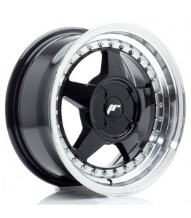 JR Wheels JR6 15x7 ET20-35 4H BLANK Gloss Black w/Machined Lip