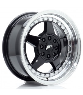 JR Wheels JR6 15x7 ET25 4x100/108 Gloss Black w/Machined Lip