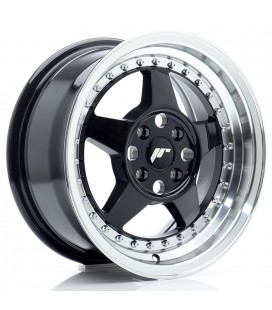 JR Wheels JR6 15x7 ET35 4x100 Gloss Black w/Machined Lip