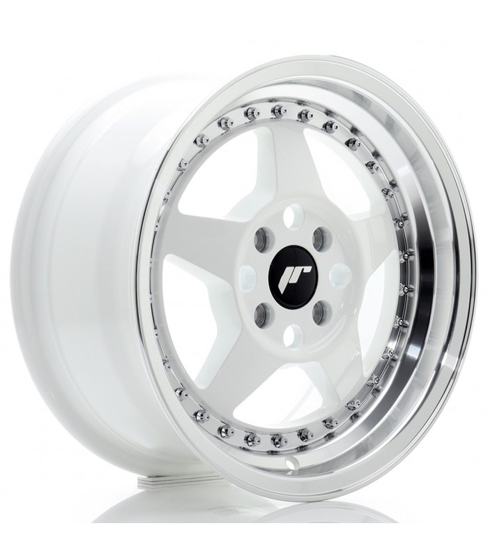 JR Wheels JR6 15x7 ET35 4x100 White w/Machined Lip