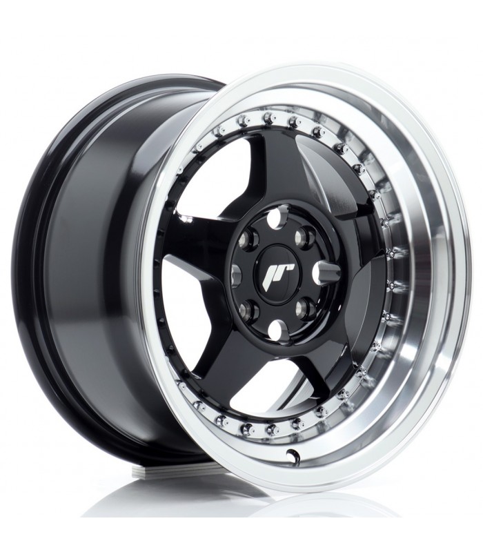 JR Wheels JR6 15x8 ET25 4x100 Gloss Black w/Machined Lip