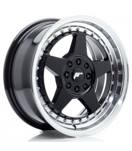 JR Wheels JR6 16x7 ET25 4x100/108 Gloss Black w/Machined Lip