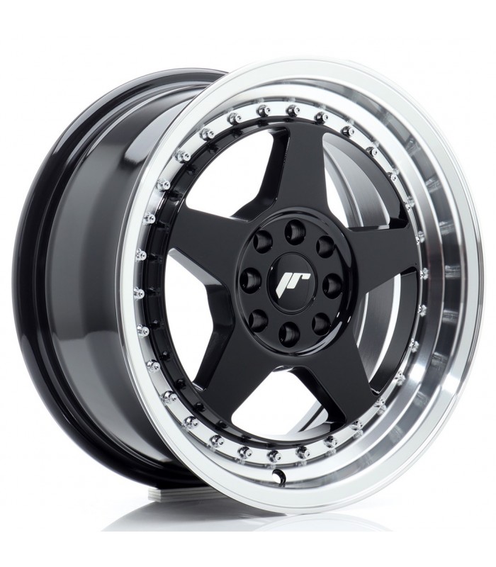 JR Wheels JR6 16x7 ET25 4x100/108 Gloss Black w/Machined Lip