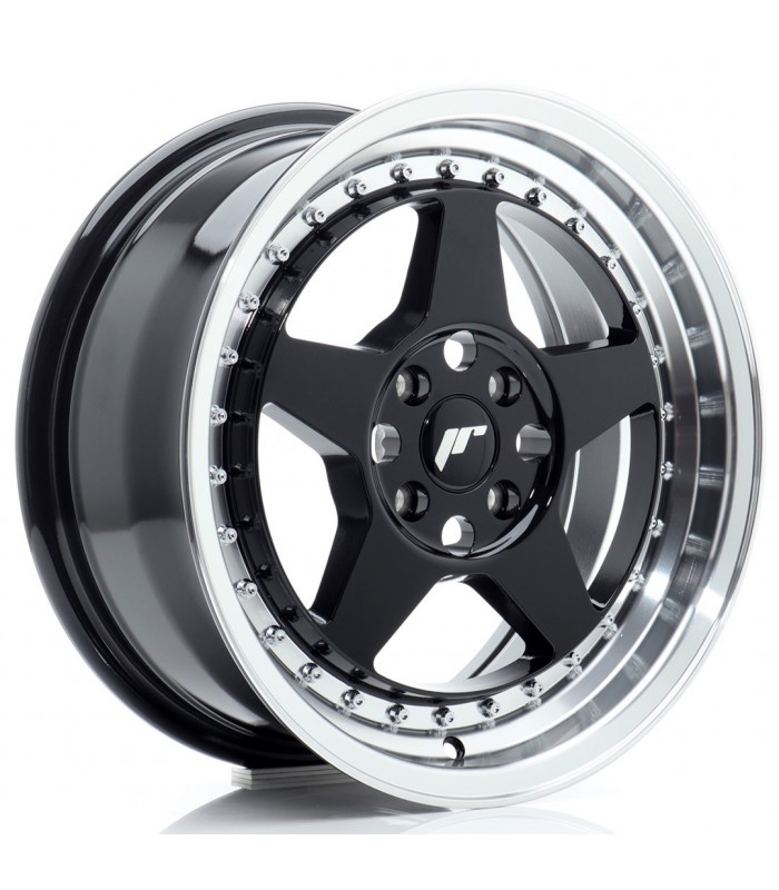 JR Wheels JR6 16x7 ET35 4x100 Gloss Black w/Machined Lip