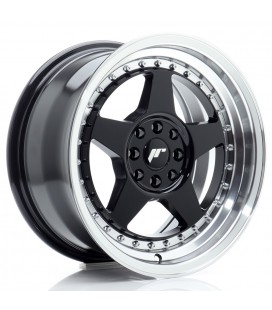JR Wheels JR6 16x8 ET25 4x100/108 Gloss Black w/Machined Lip