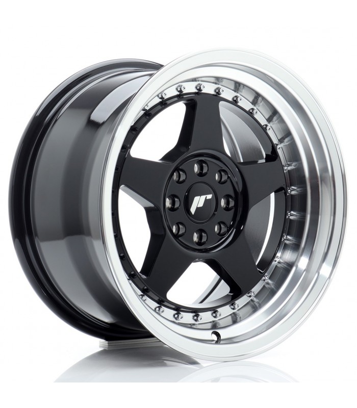 JR Wheels JR6 16x9 ET20 4x100/108 Gloss Black w/Machined Lip