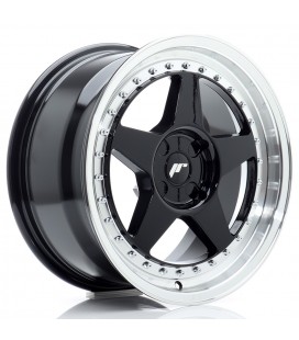 JR Wheels JR6 17x8 ET20-35 4H BLANK Gloss Black w/Machined Lip