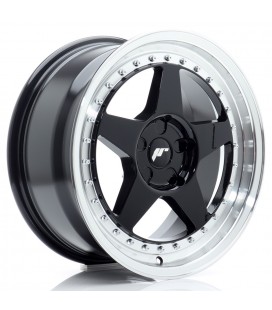 JR Wheels JR6 17x8 ET20-35 5H BLANK Gloss Black w/Machined Lip