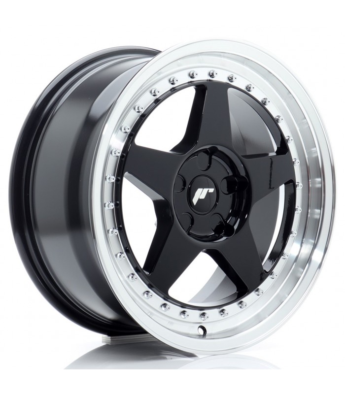 JR Wheels JR6 17x8 ET20-35 5H BLANK Gloss Black w/Machined Lip