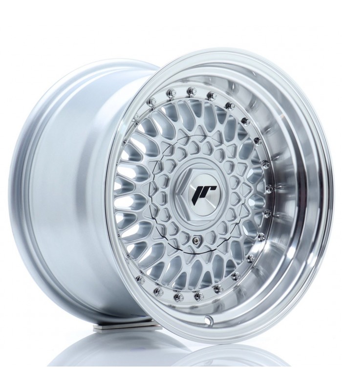 JR Wheels JR9 15x9 ET10 4x100/108 Silver w/Machined Lip+Silver Rivets