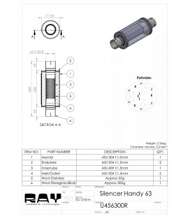Silencer Round 125mm L-250mm D-63 SS U456300R (SIMONS)