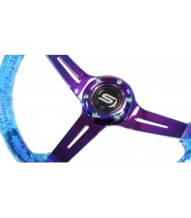 Steering wheel Slide 350mm offset:70mm NeoChrome acrylic blue