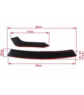 Universal front bumper splitter gloss black 3pcs.